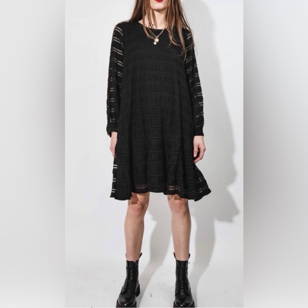 Anine Bing Black Viola Oversized Long Sleeve Dress